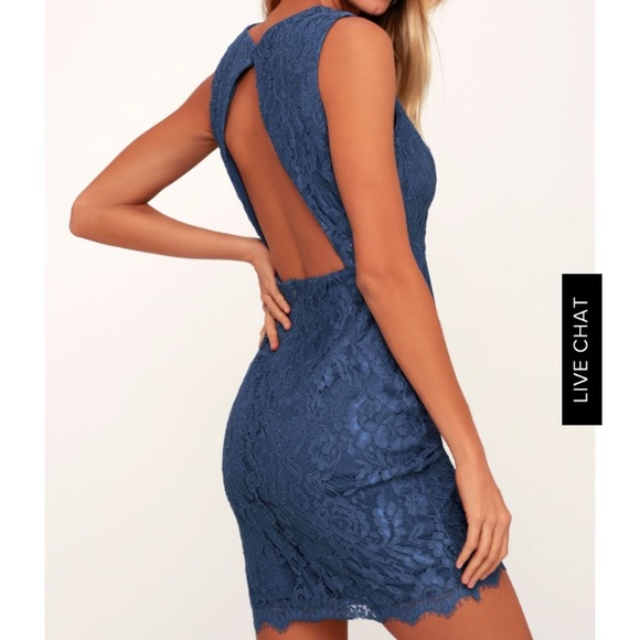 Lulu’s Blue Lace Party Dress - Picture 2 of 2